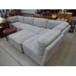 Modular 6 piece grey fabric corner suite to inc. a footstool