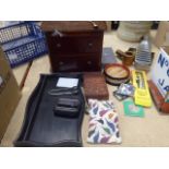 Box containing a miniature cabinet, stainless steel toast rack, trinket boxes and a tray