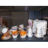 Cage containing a qty of Limoges china plus a part export tea service and a German dish