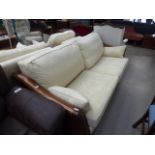 Multi York Bergere sofa suite to inc. a pair of 3 seater sofas in cream floral fabric plus a