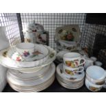 Cage containing a large quantity of Royal Worcester Evesham patterned crockery