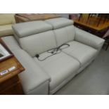 5102 Cream leather effect electric 2 seater reclining sofa
