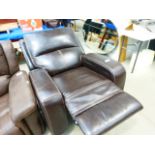 A brown leather effect electric reclining armchair (af)