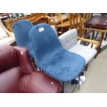 Pair of blue fabric high chairs