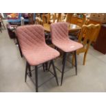 Pair of metal and pink quilted high chairs