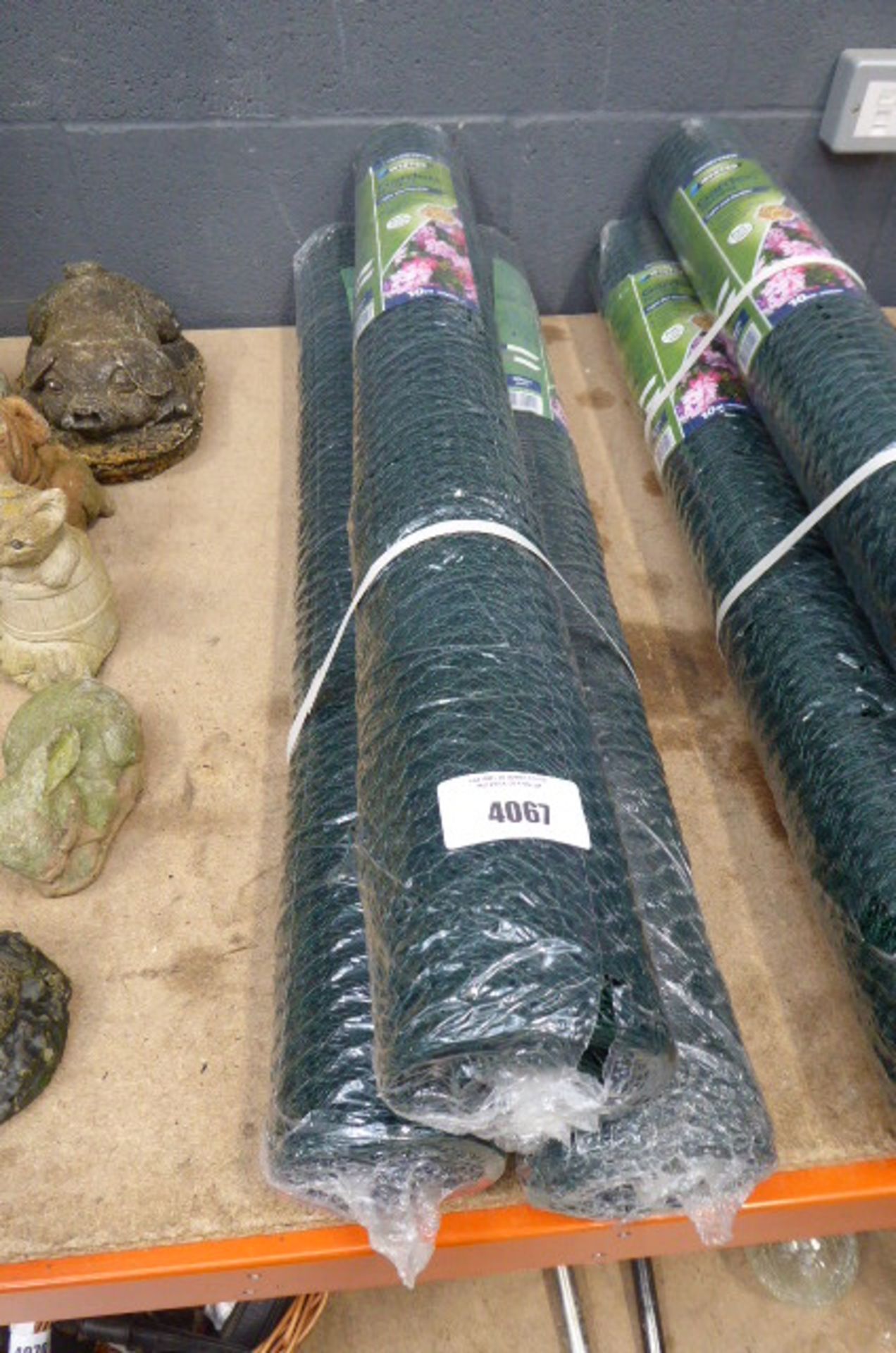 3 rolls of green garden netting mesh