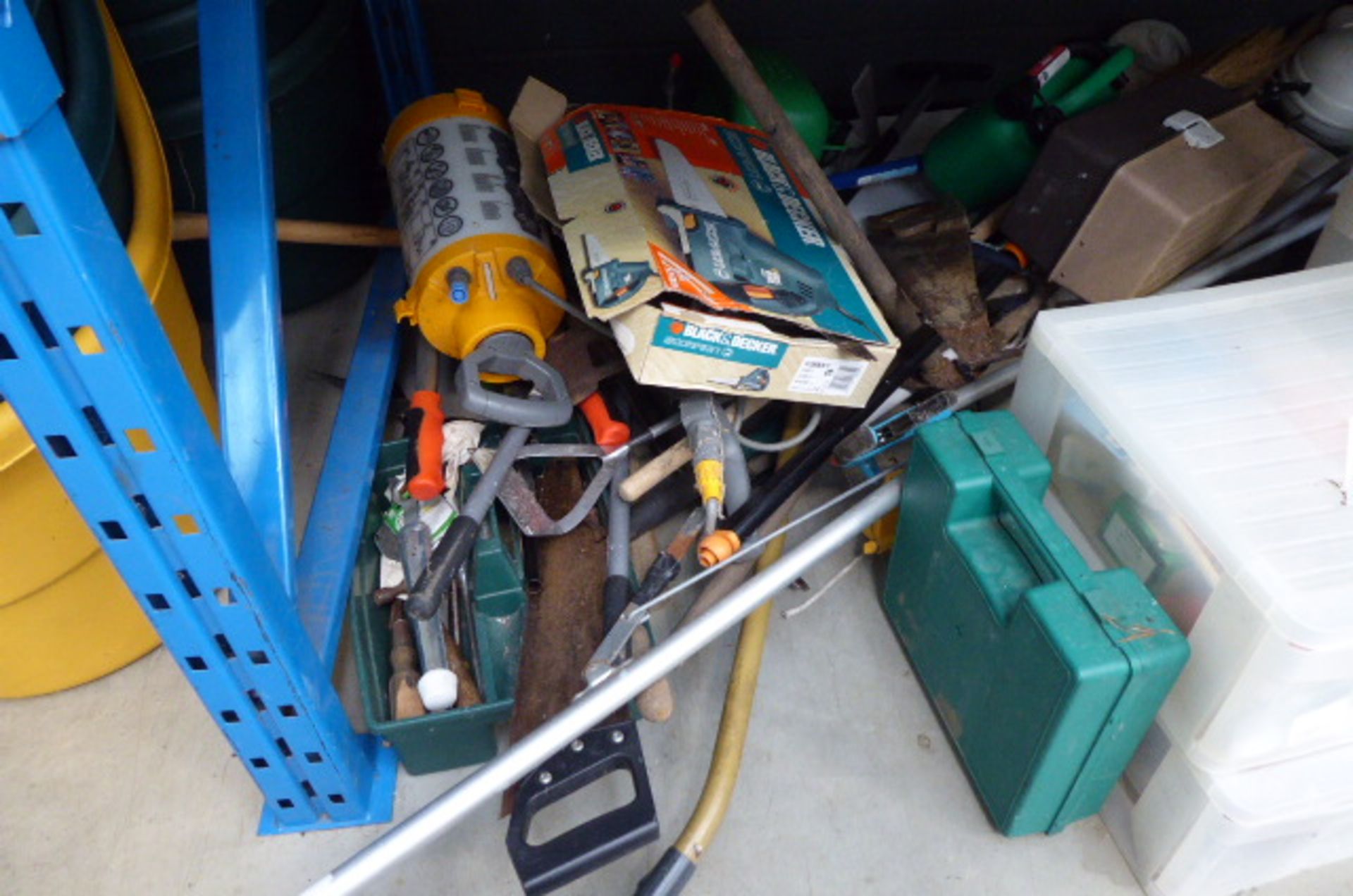 Large under bay of assorted tools inc. sprayer, Scorpion saw, saws, hedge cutters, tool boxes, - Image 5 of 5