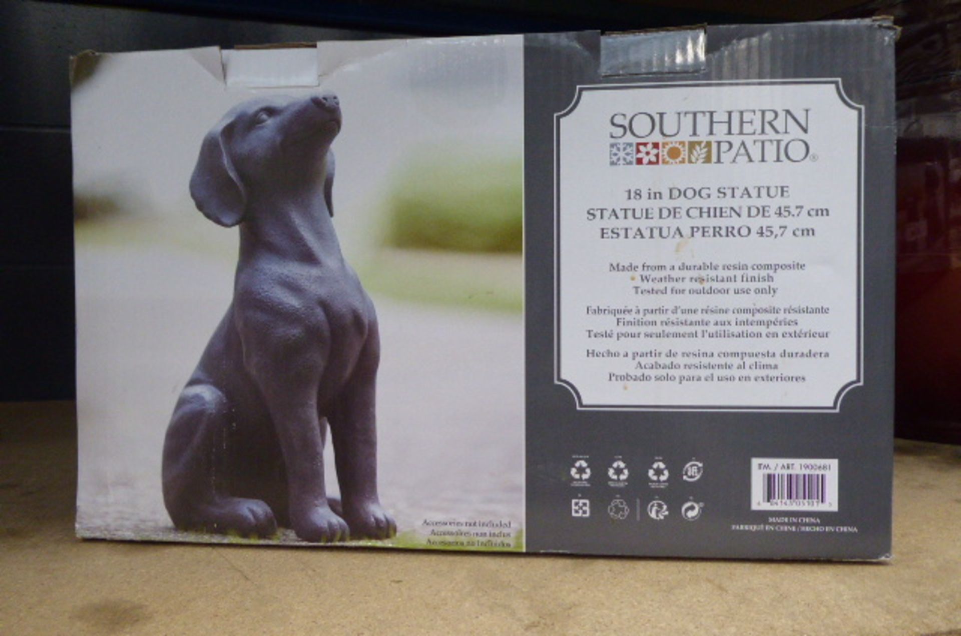 Boxed dog statue