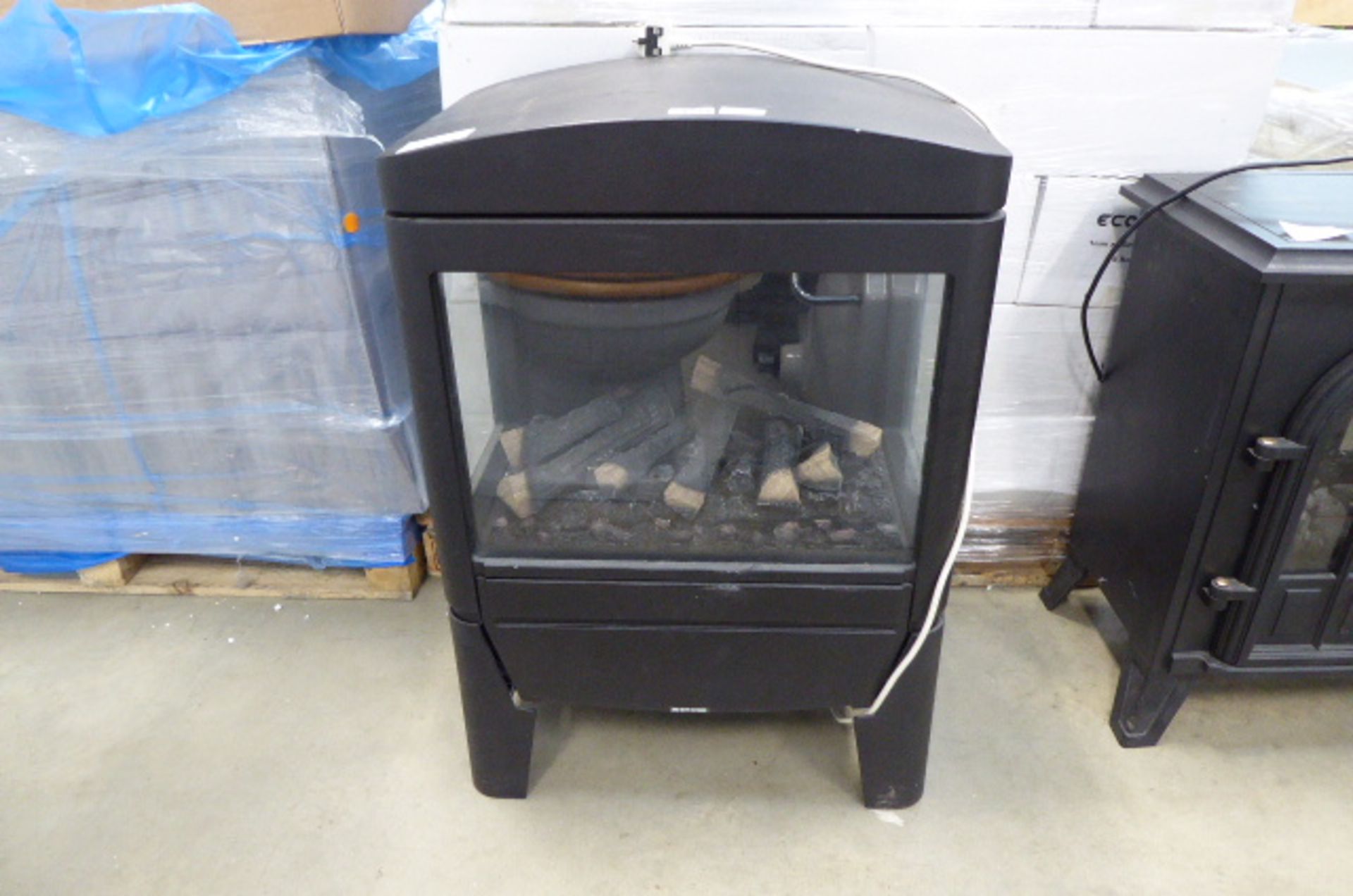 Electric wood burning curved top stove