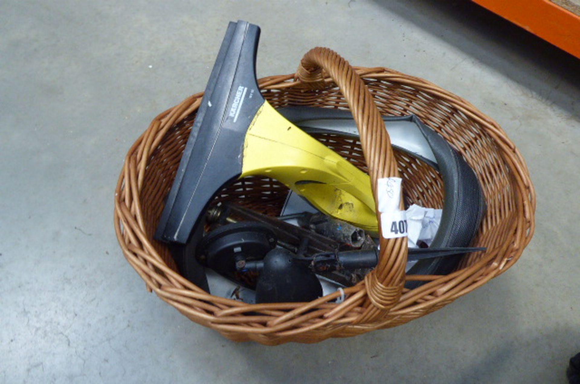 4094 Under bay of assorted items inc. chair, wicker basket, Karcher mop, work bench, mower etc - Image 3 of 4