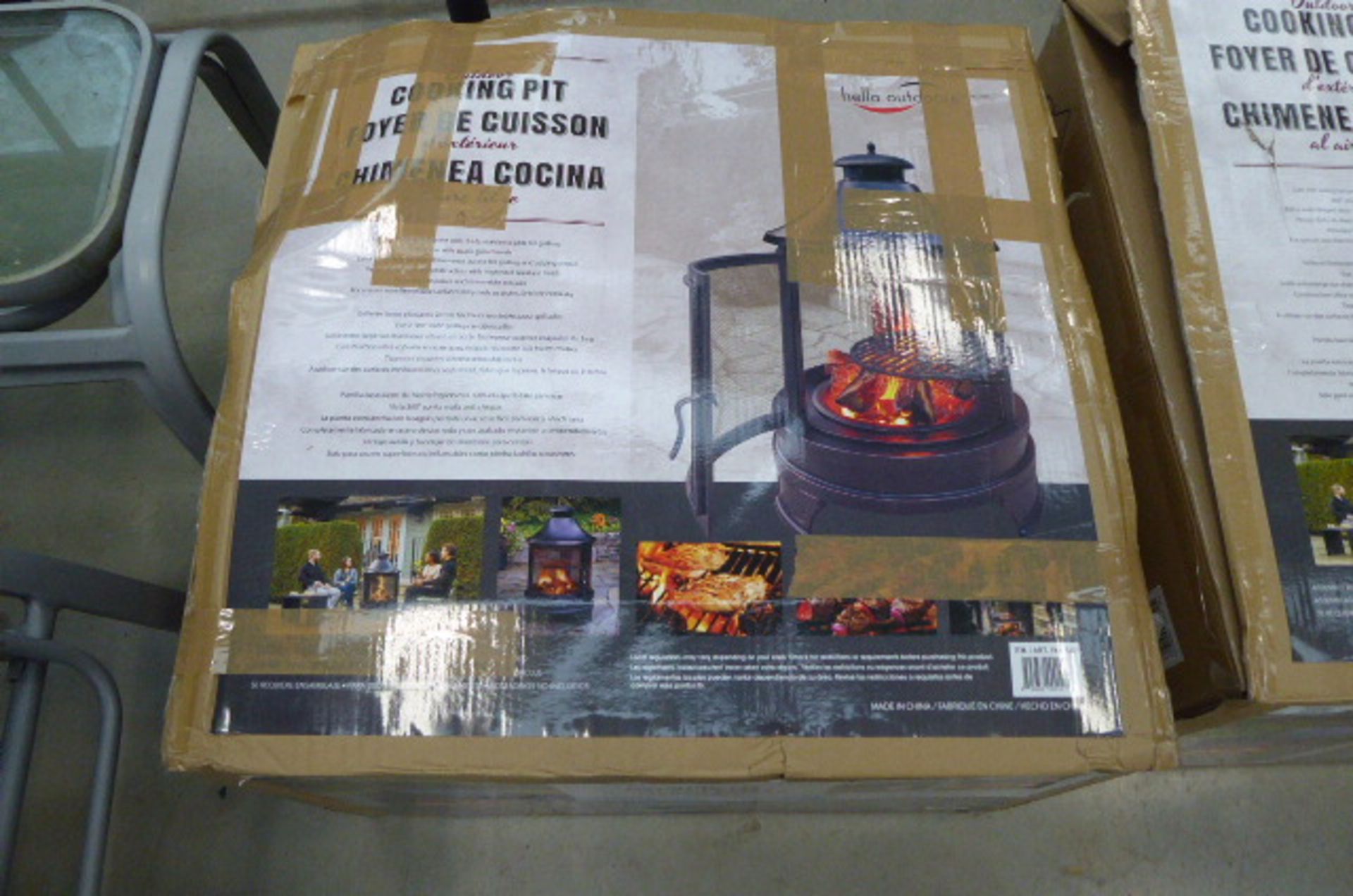 Boxed outdoor cooking pit