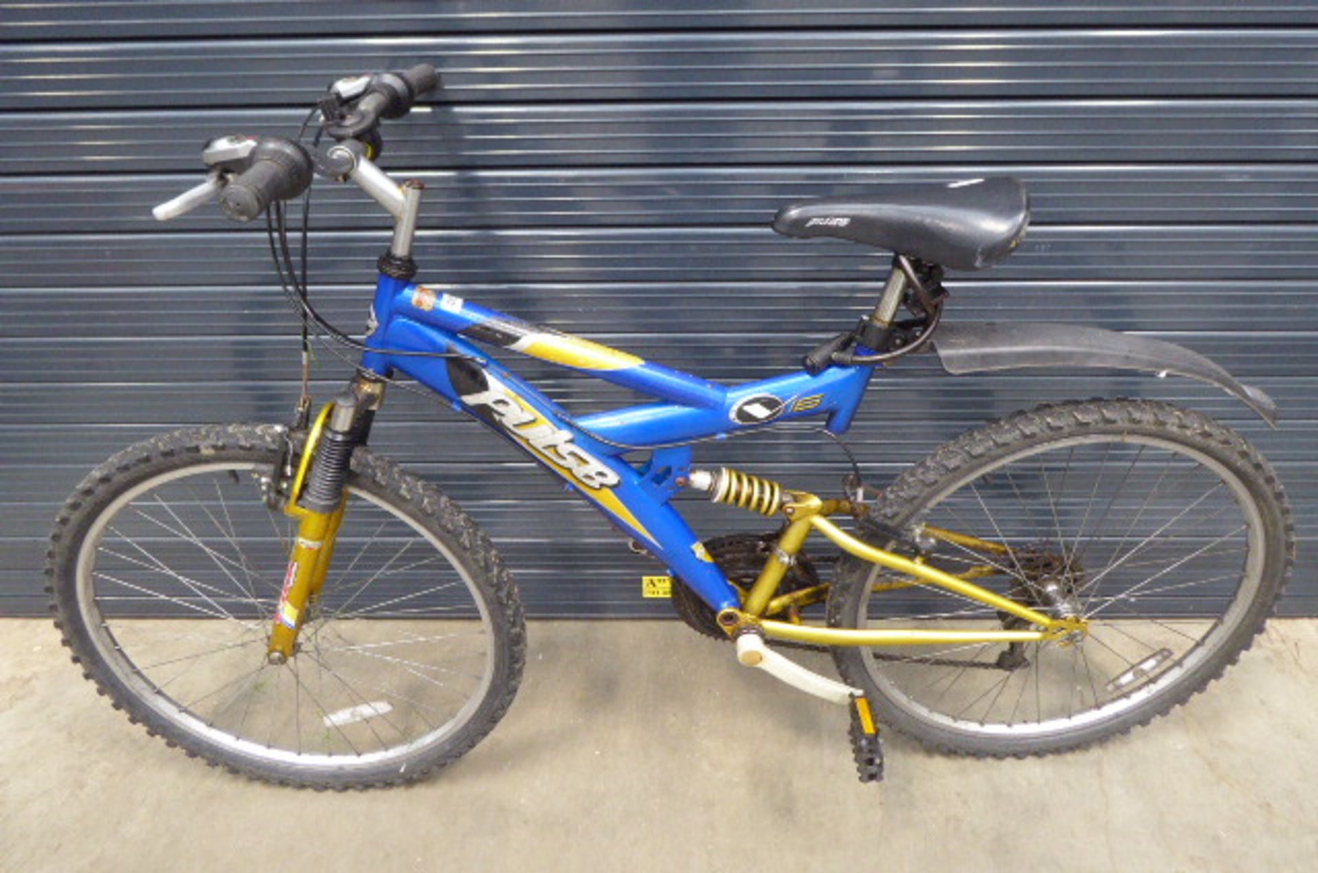 Pulse blue and gold suspension mountain cycle