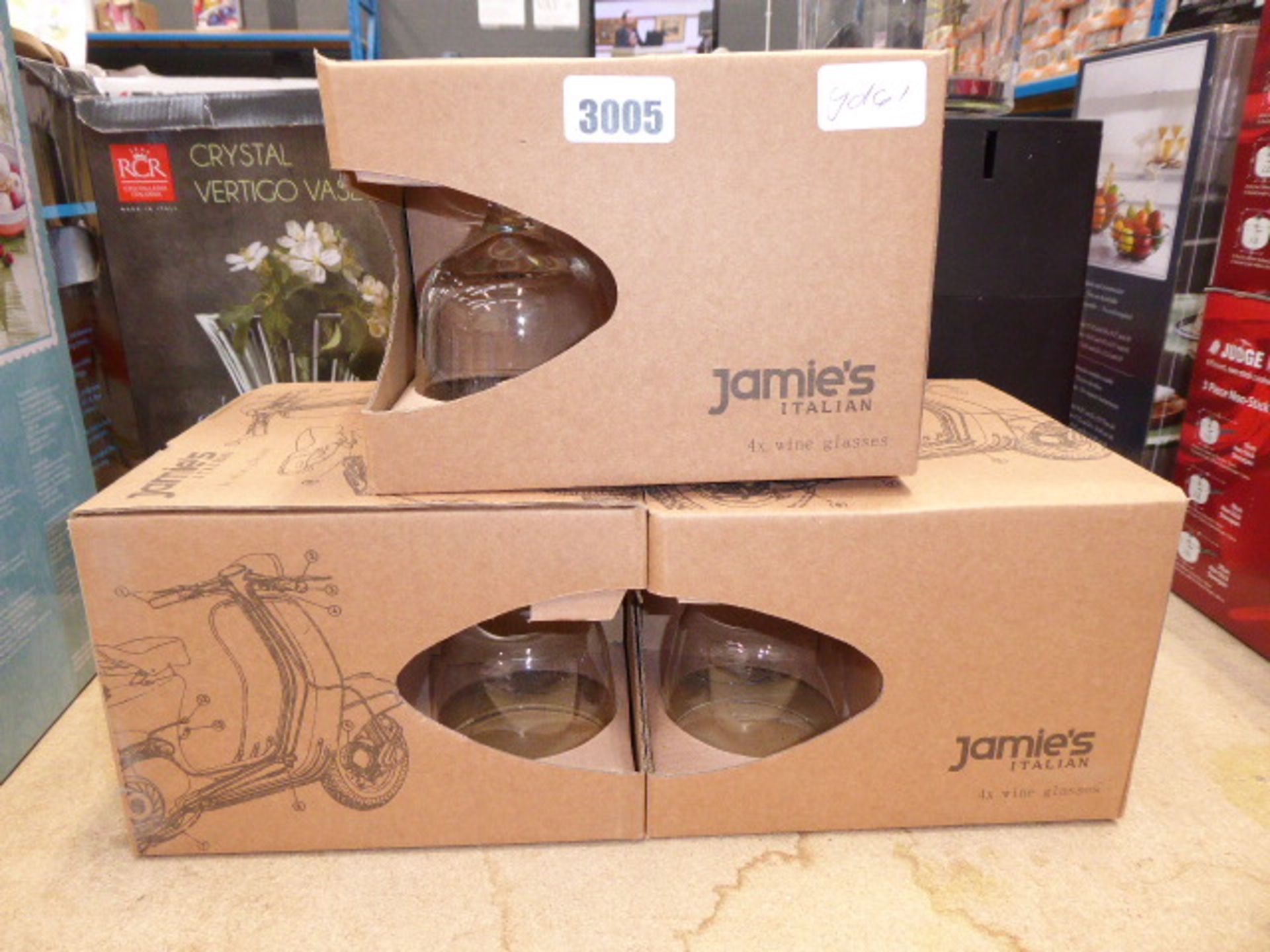 3 boxed Jamies Italian wine glass sets