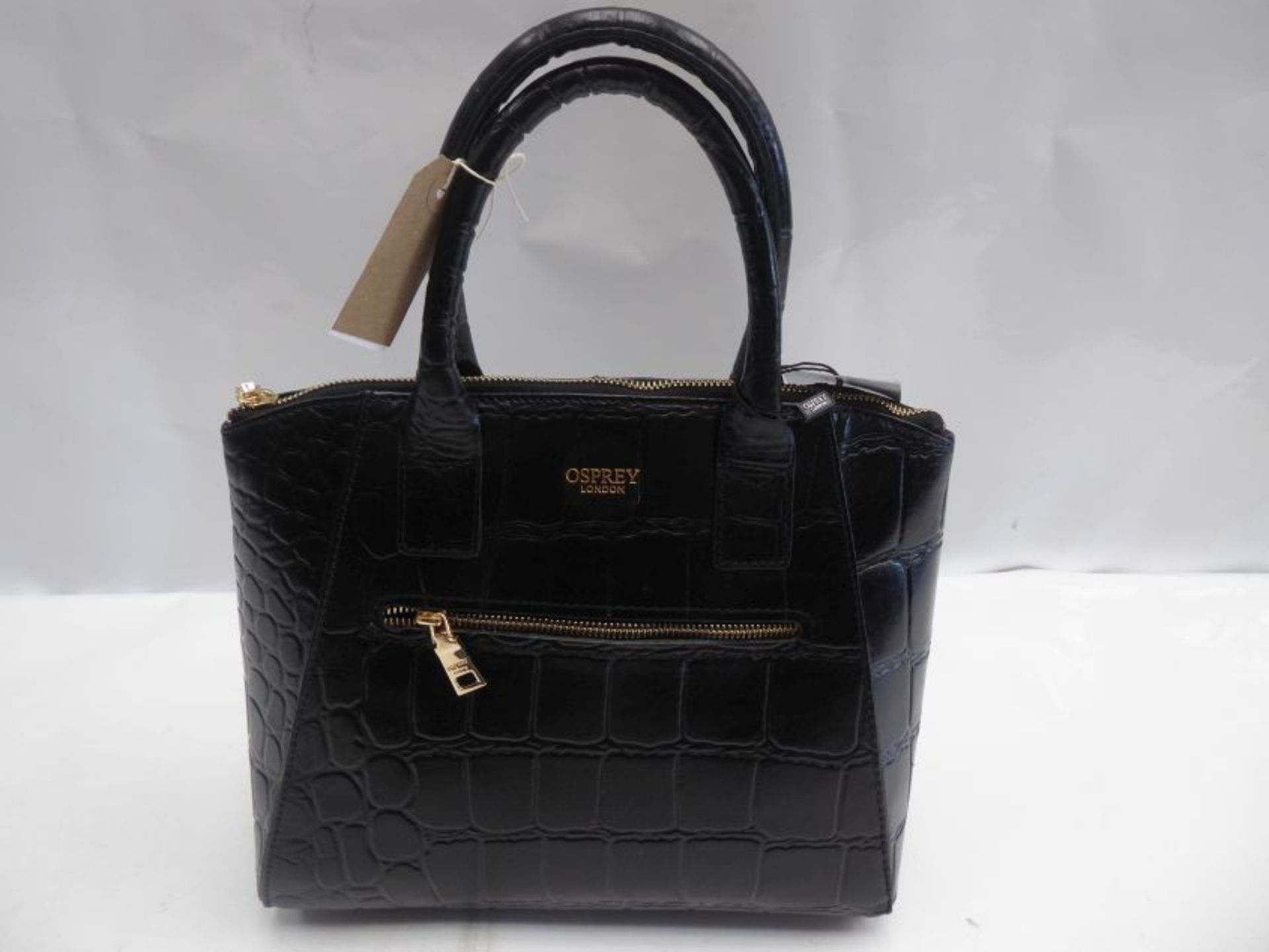 Osprey of London black faux crocodile skin handbag