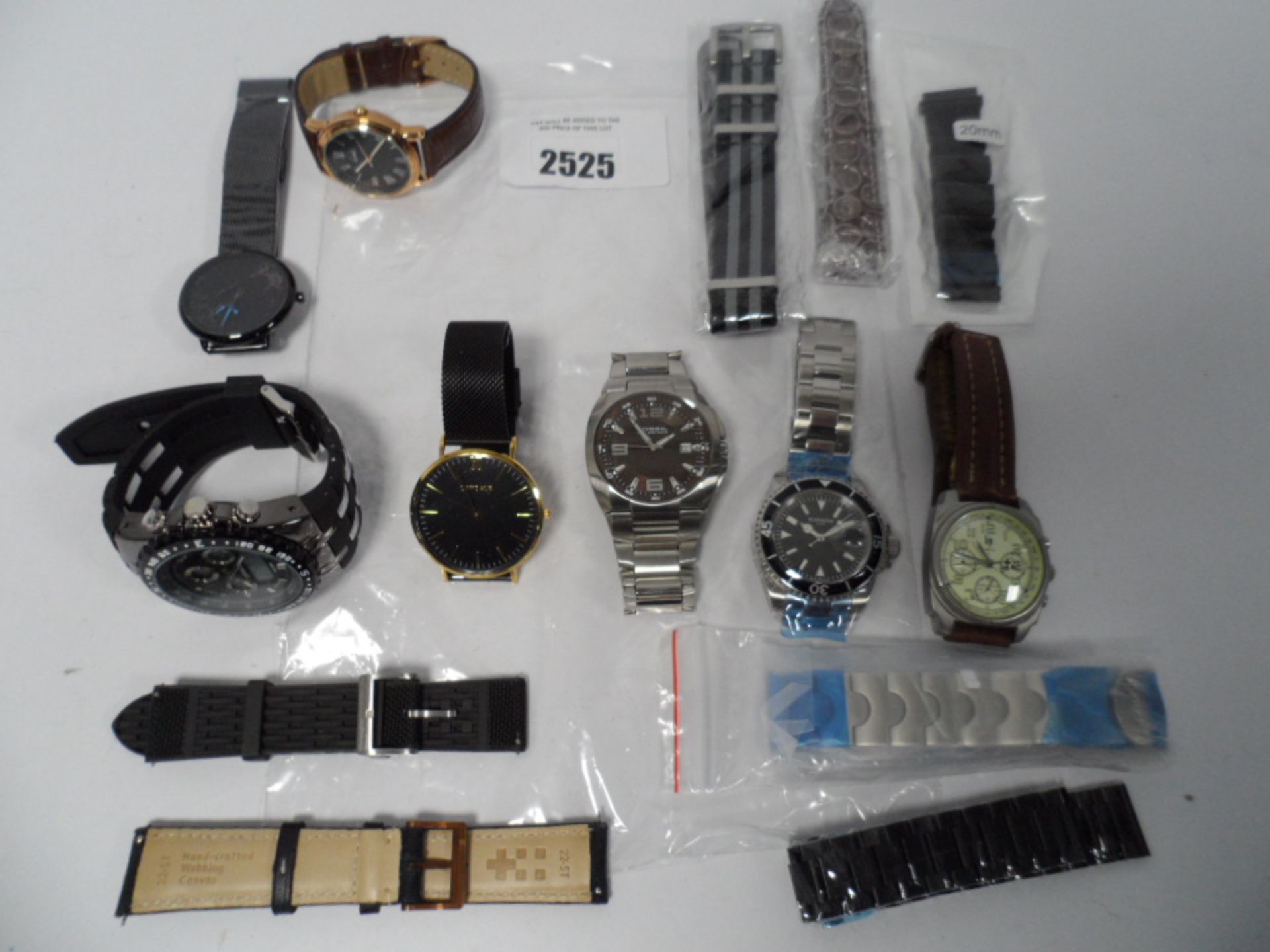 Bag of loose watches and straps including Fossil, Lokdale, Lip, etc.