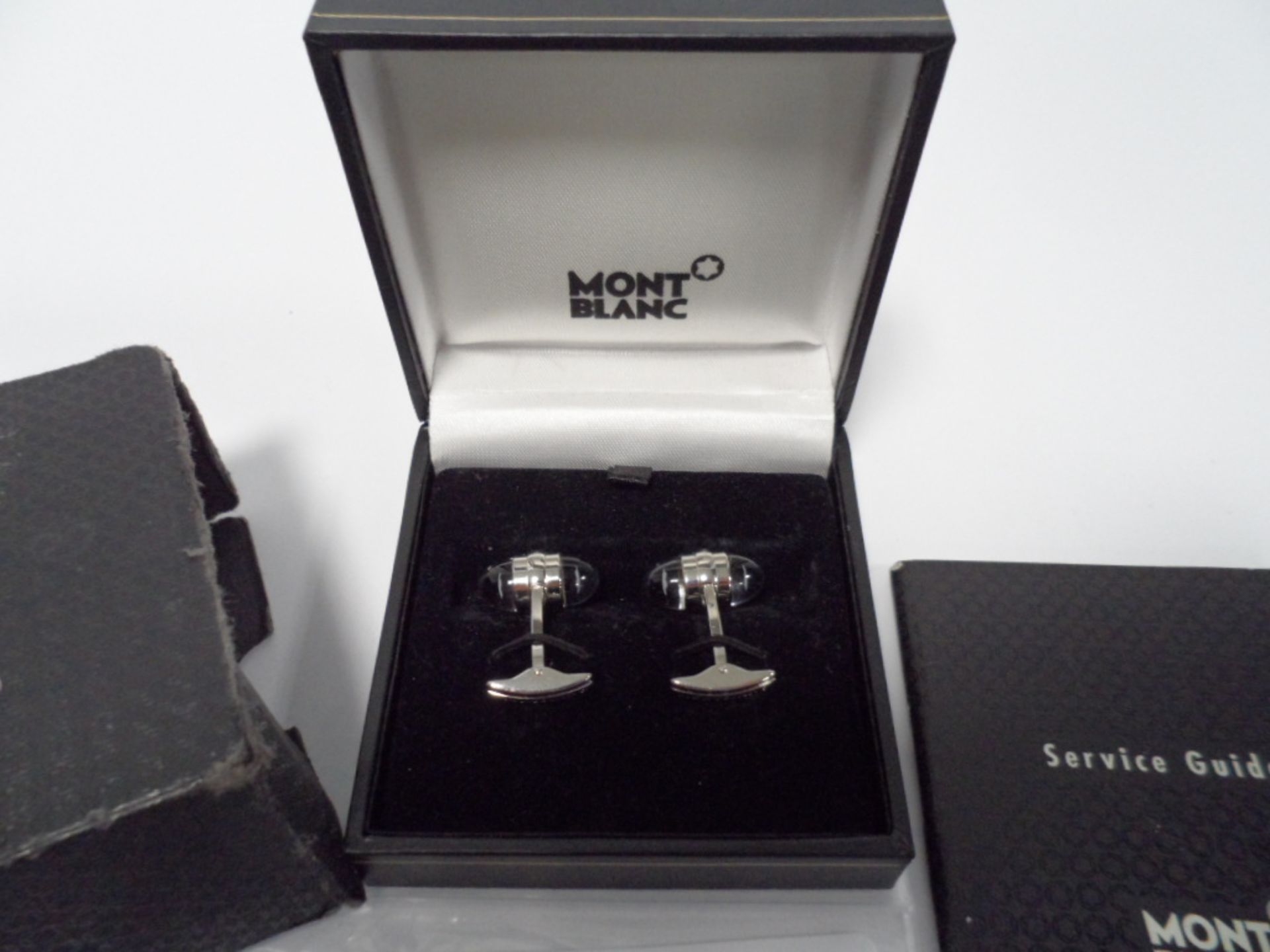 Mont Blanc Urban Walker Bullet style cufflinks, with box and paperwork. - Image 2 of 2