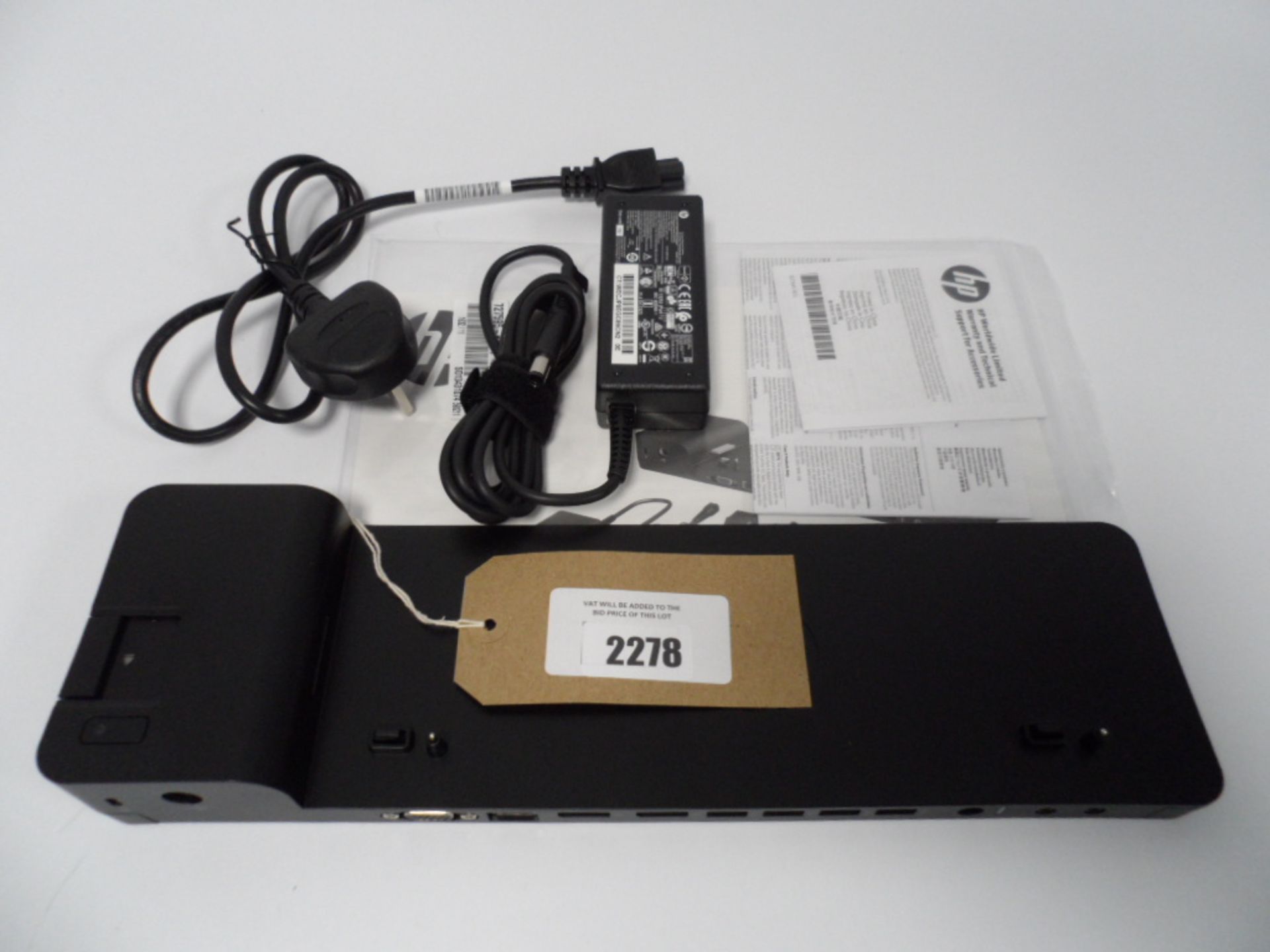 HP 2013 ultra slim docking station with psu and manual.