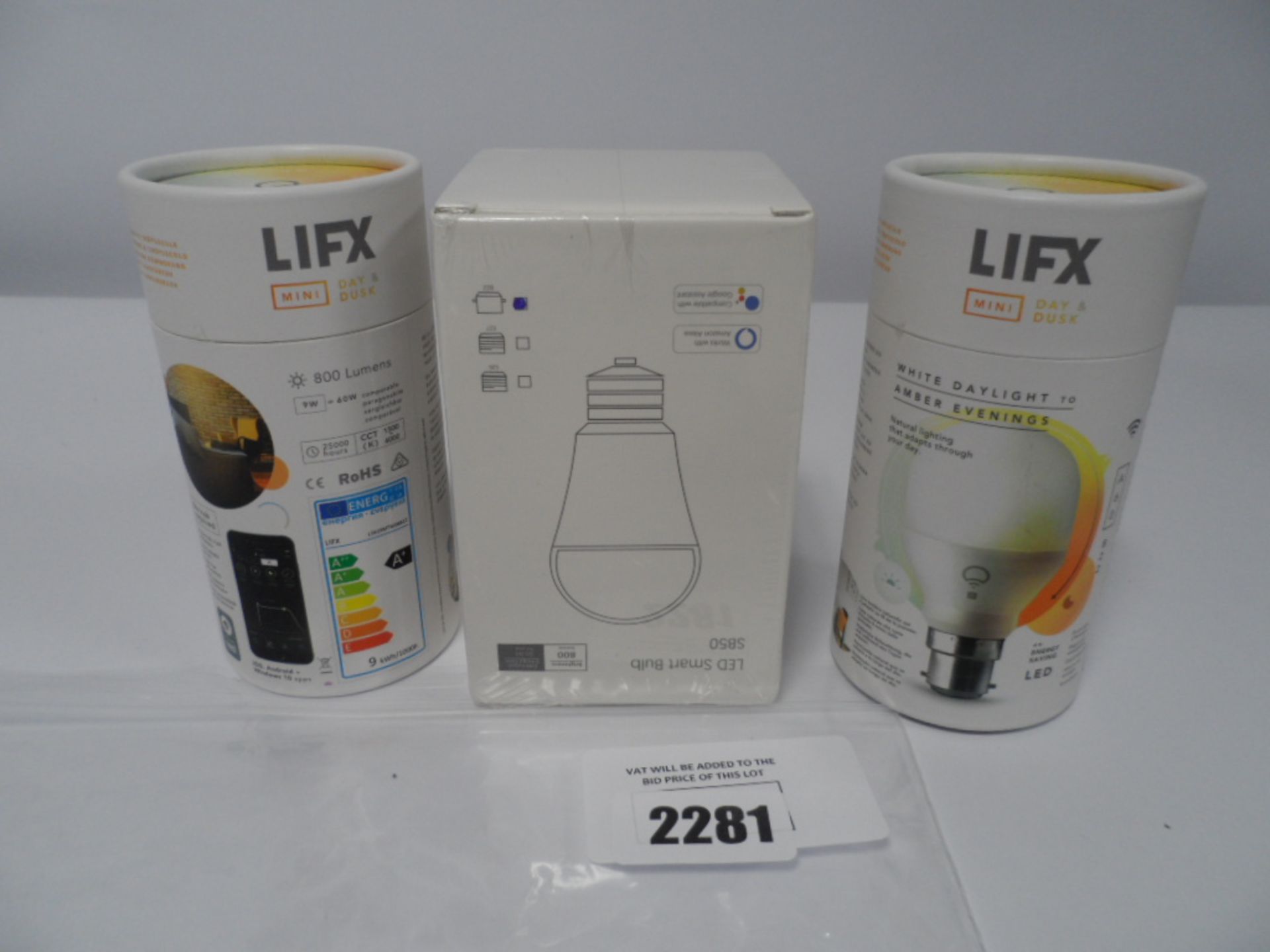 Lifx mini smart light bulbs, and a Teckin led smart bulb.