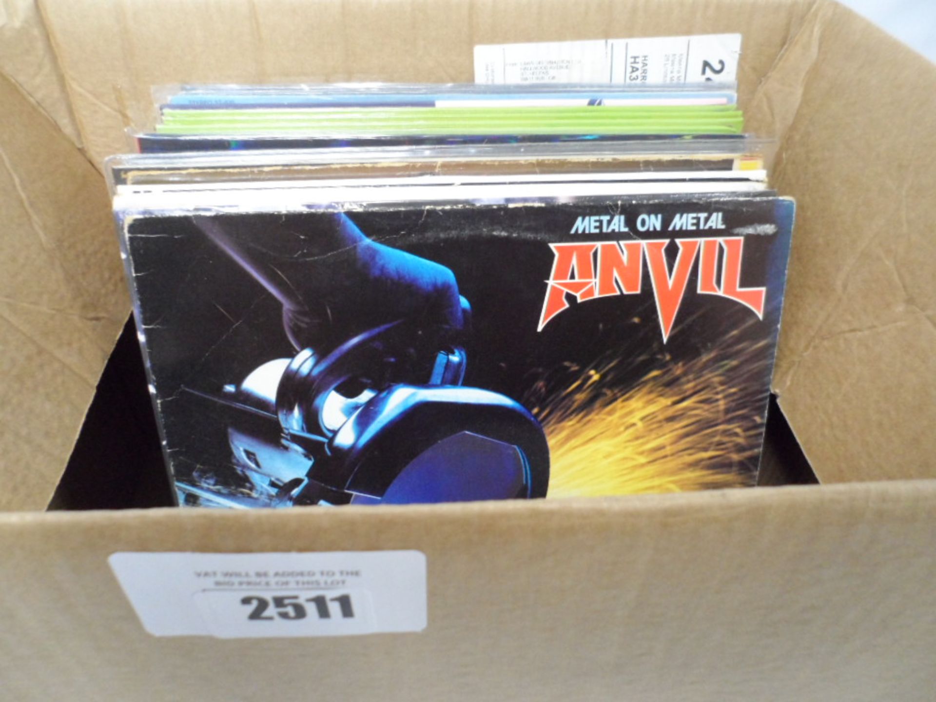 Box of vinyl records various artists to include Anvil, Lenny Kravitz, Swans, City girl, etc.