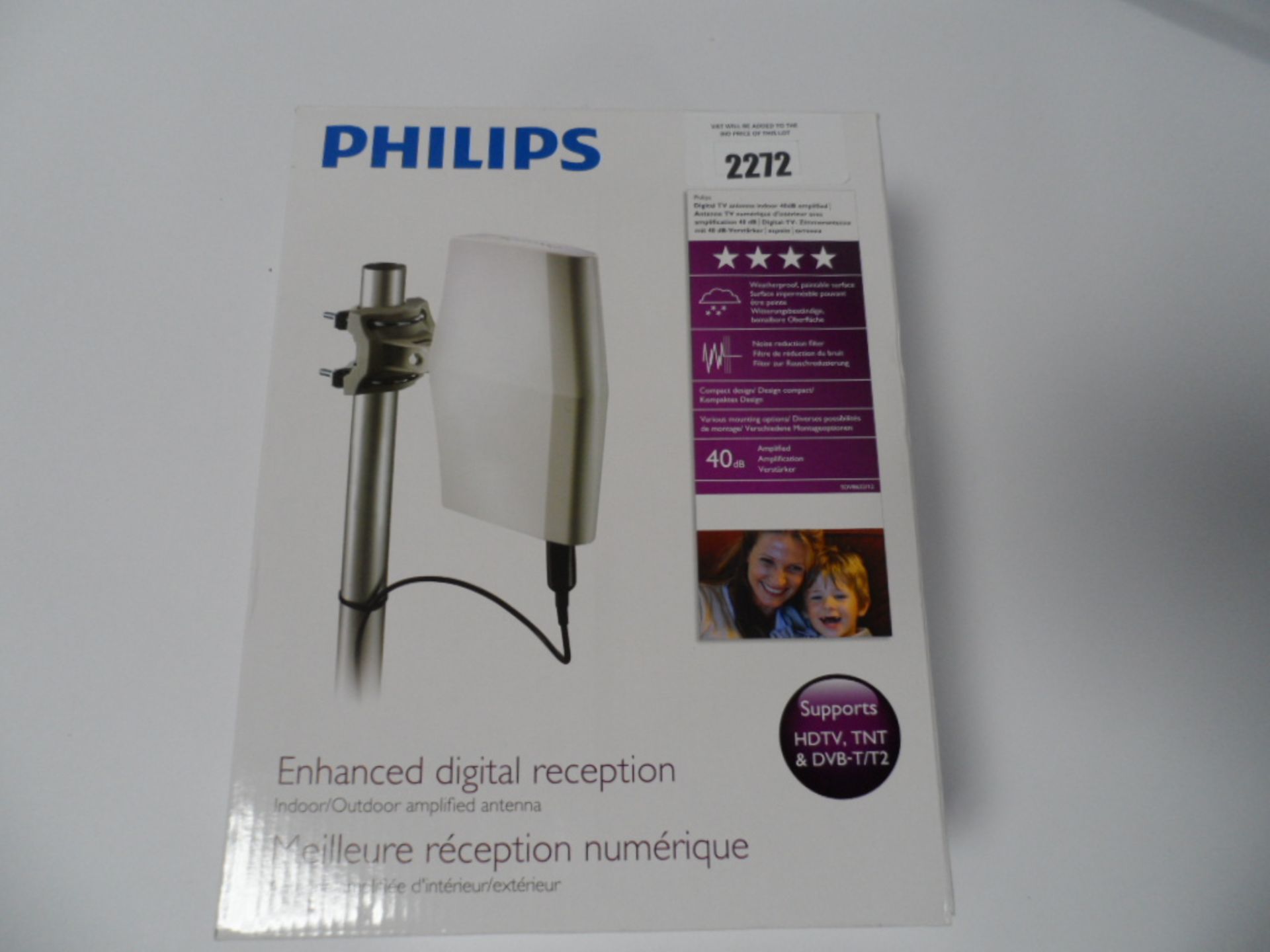 Phillips Indoor Outdoor weatherproof reception antenna case boxed.