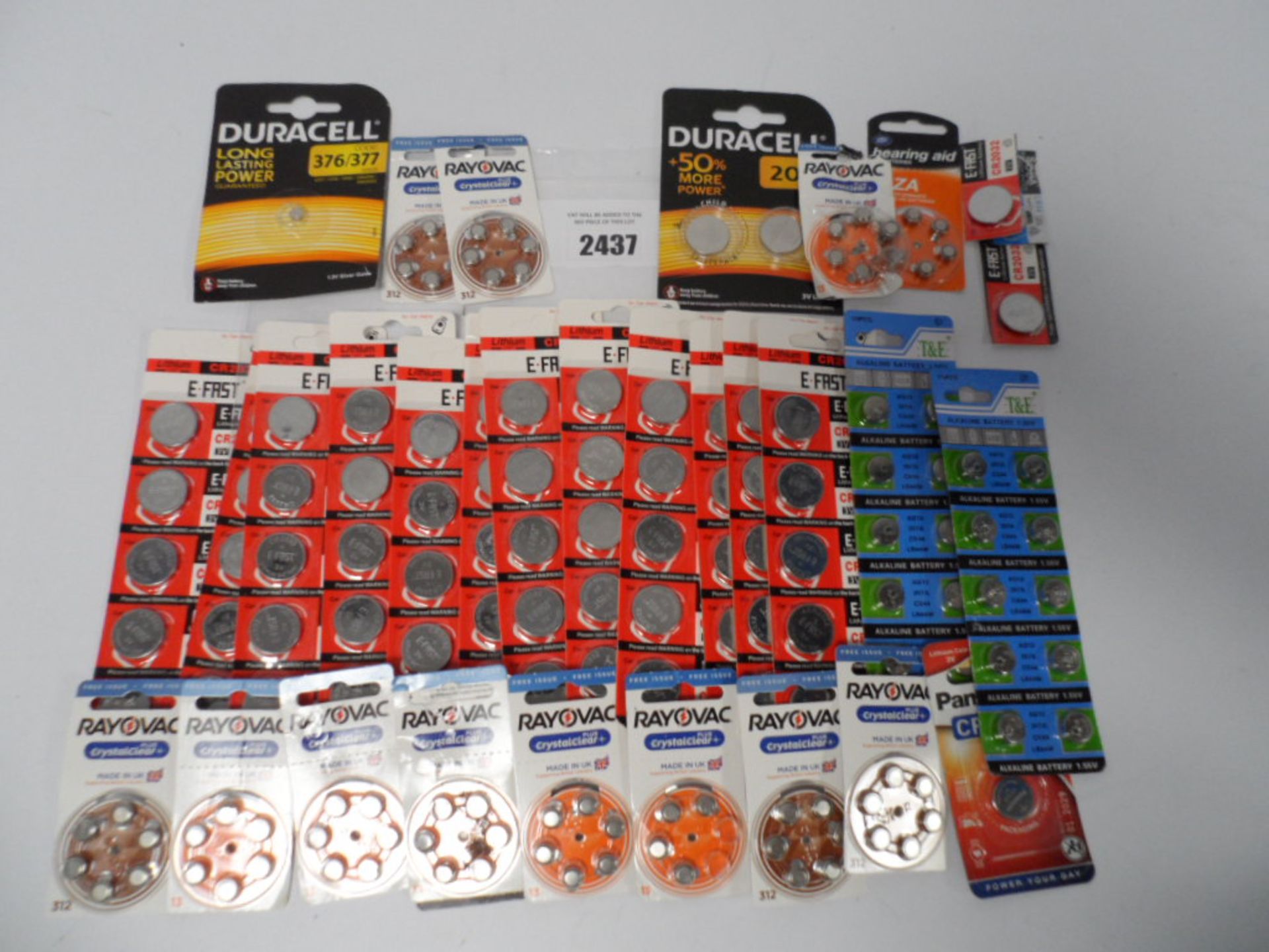Selection of button/coin sized batteries by Duracell, E-Fast, Rayovac, etc
