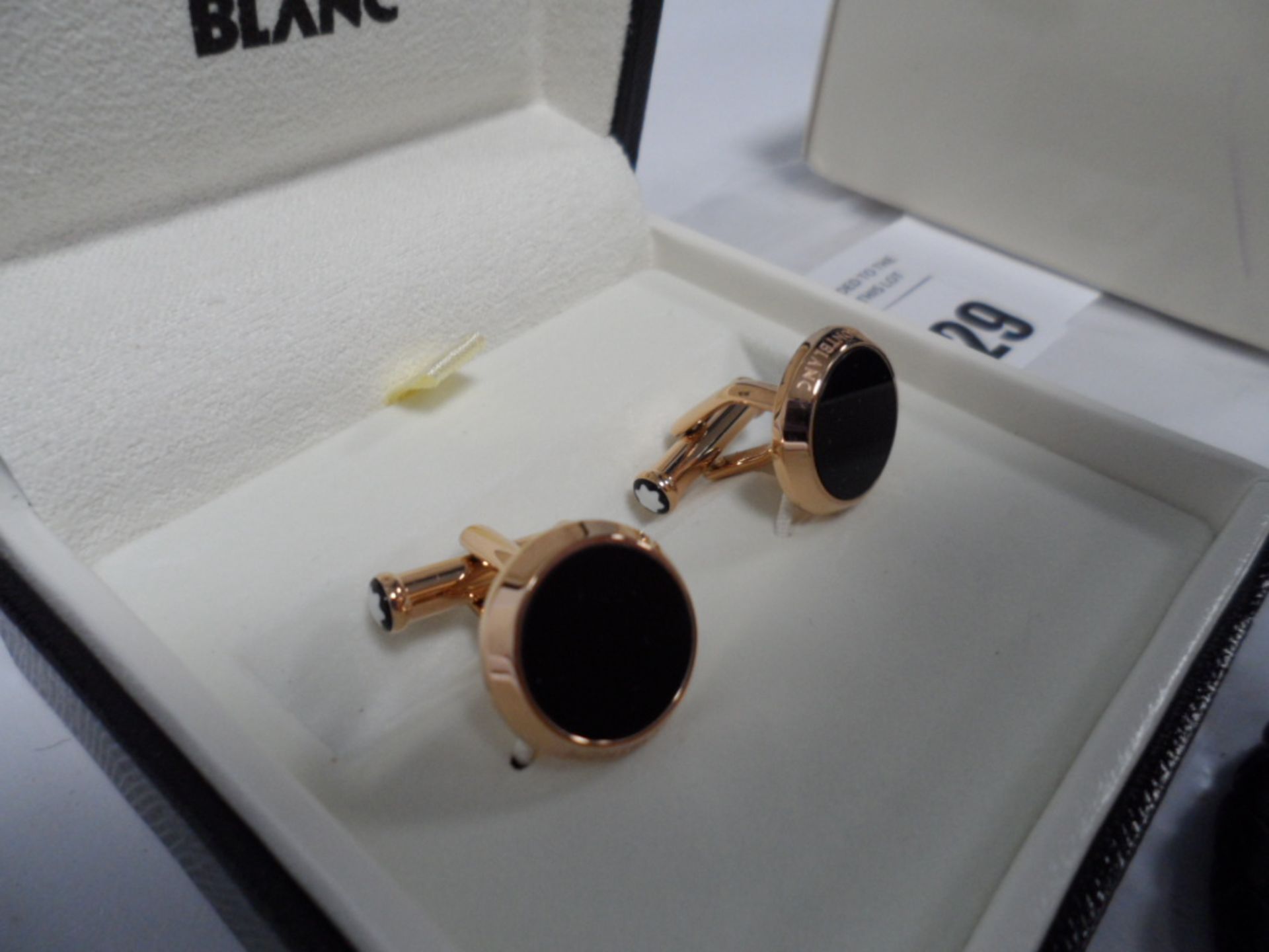 Mont Blanc Meisterstruck cufflinks with case, paperwork & box and a Mont Blanc sliding ring - Image 3 of 3