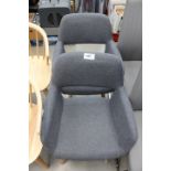 Pair of grey fabric armchairs