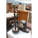 Dome topped mantle clock plus barley twist smoker's companion