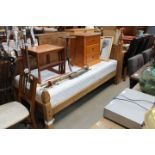 Rustic pine single bedstead with mattress