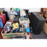 Quantity of tape cassettes, audio equipment including Aiwa speakers, reel to reel tape, cables and