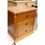Narrow beech chest of 3 drawers
