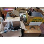 Pallet of vintage irons, vintage tools, dray horses, boxed cutlery sets, gramophones and tools