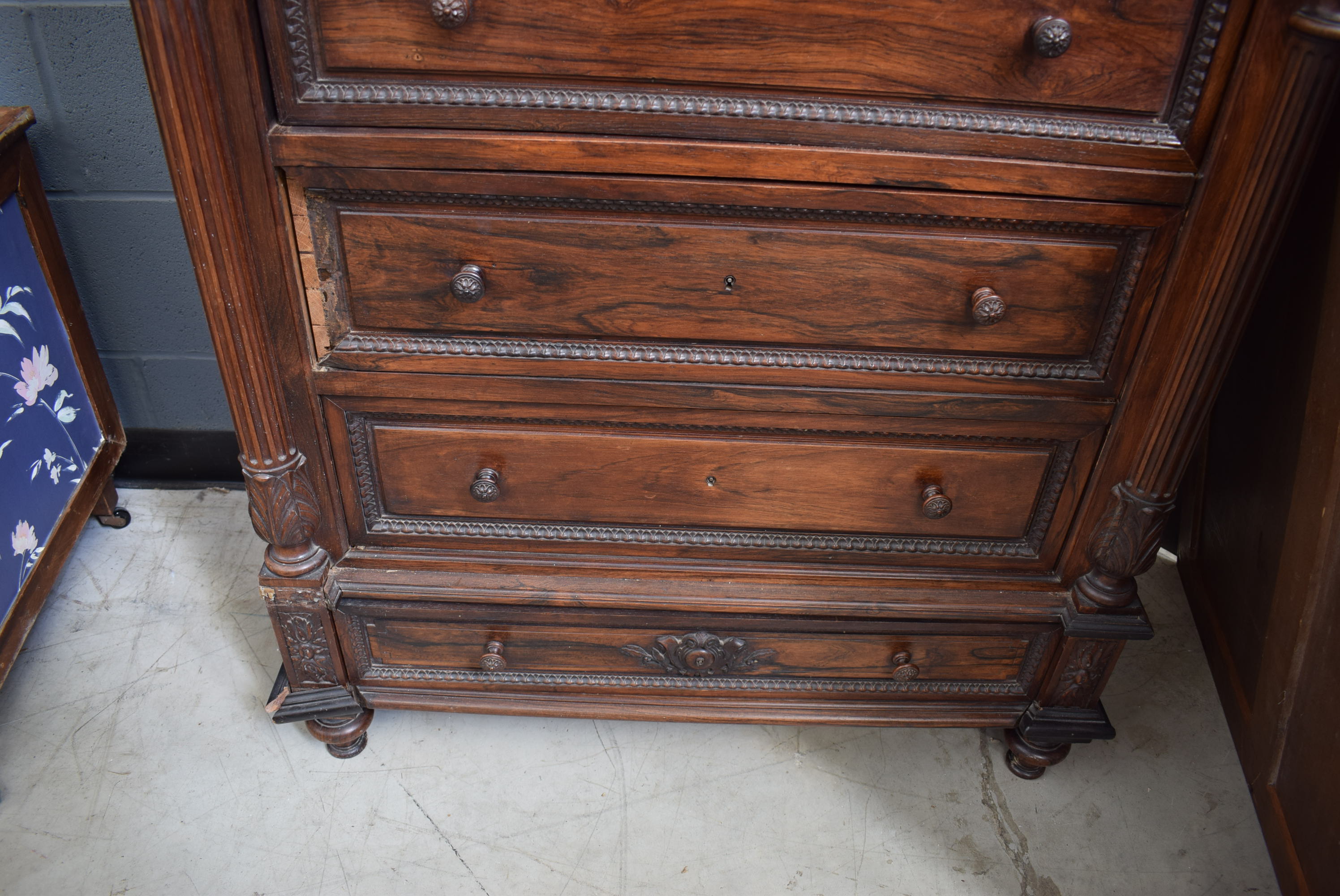 A narrow Continental rosewood cabinet converted from a chest of drawers - Image 3 of 8