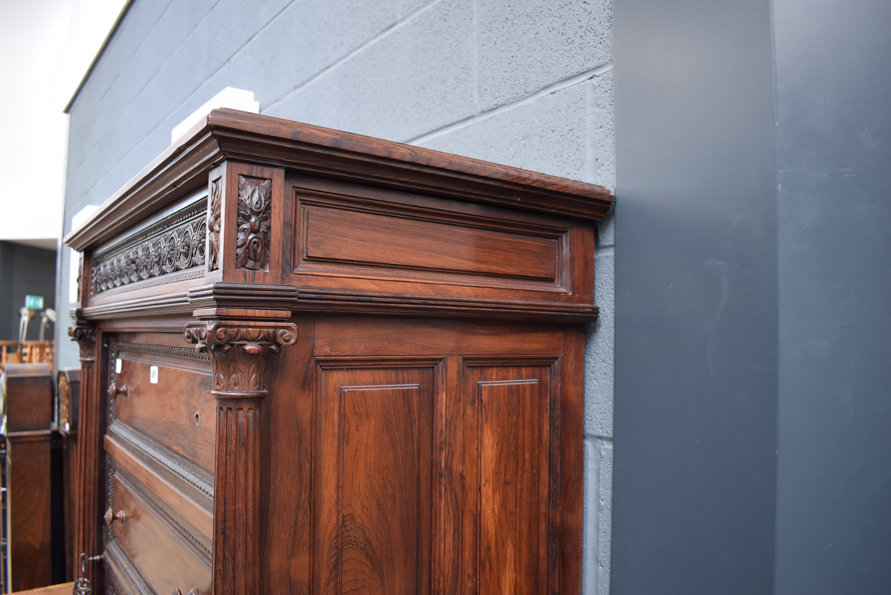 A narrow Continental rosewood cabinet converted from a chest of drawers - Image 6 of 8