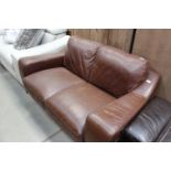 5365 - Brown leather 2 seater sofa