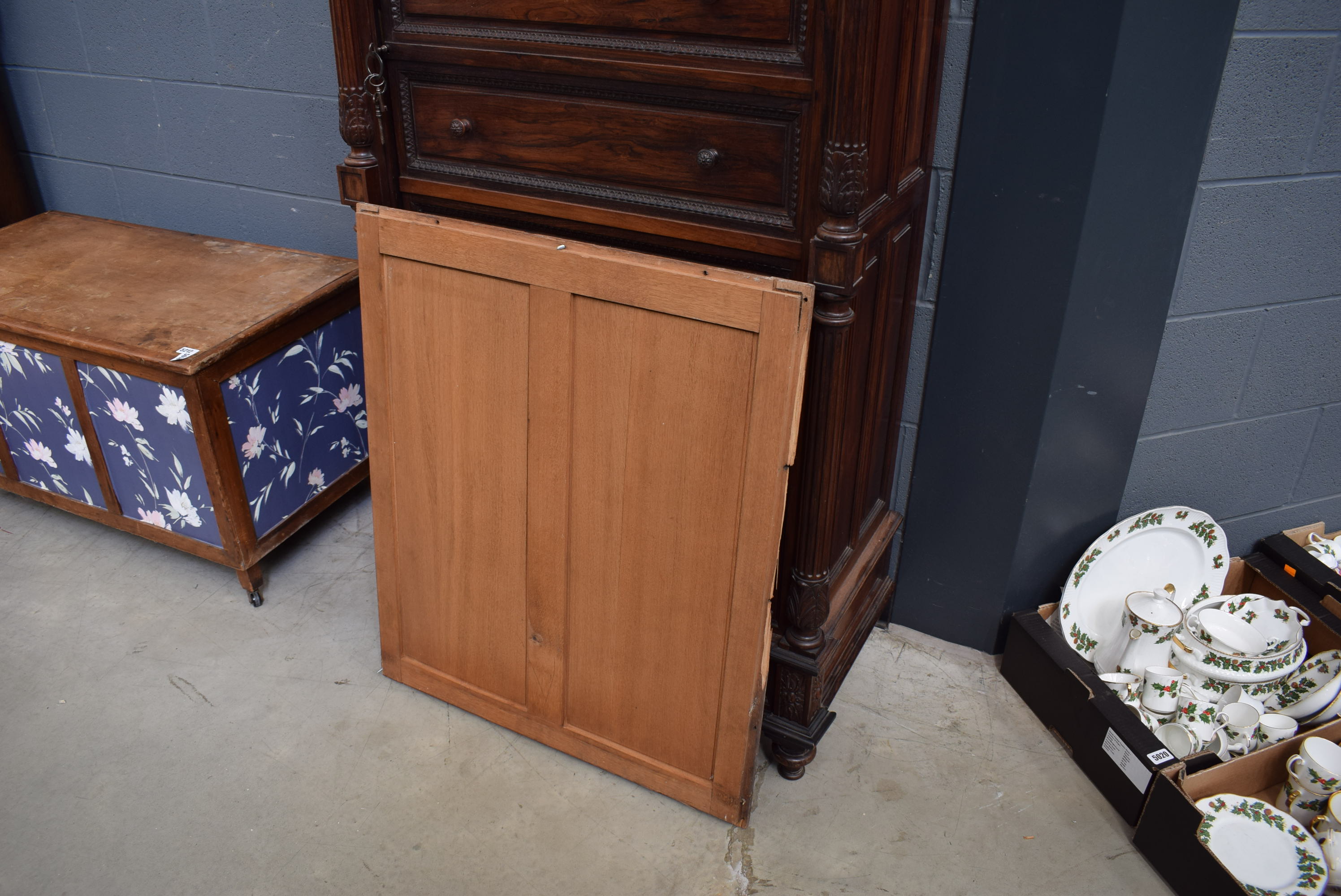 A narrow Continental rosewood cabinet converted from a chest of drawers - Image 8 of 8