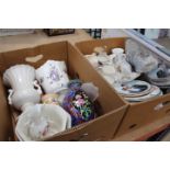 5430 - 2 boxes containing commemorative plates, oriental vase, flowerpots and general china