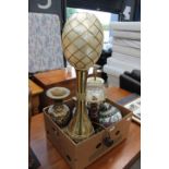 5172 - Box containing oil lamps and Chinese table lamps