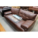 5159 - Brown leather effect 3 seater sofa
