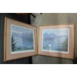 5078 Pair of framed and glazed impressionist style prints, lakes and foliage