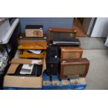 Nine vintage radios and record players including Grundig, Pye and others (1 x pallet) (af)