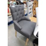 Grey button back easy chair