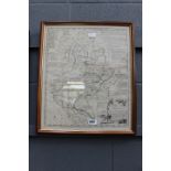 Framed and glazed map of Bedfordshire