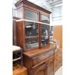 (A) Flame mahogany secretaire with glazed bookcase over