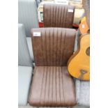 Pair of brown leather effect chairs