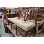 3 reproduction Regency dining chairs with rose embroided seats