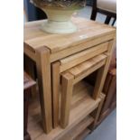 Contemporary oak nest of 3 tables