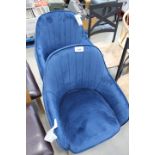Pair of navy blue fabric armchairs