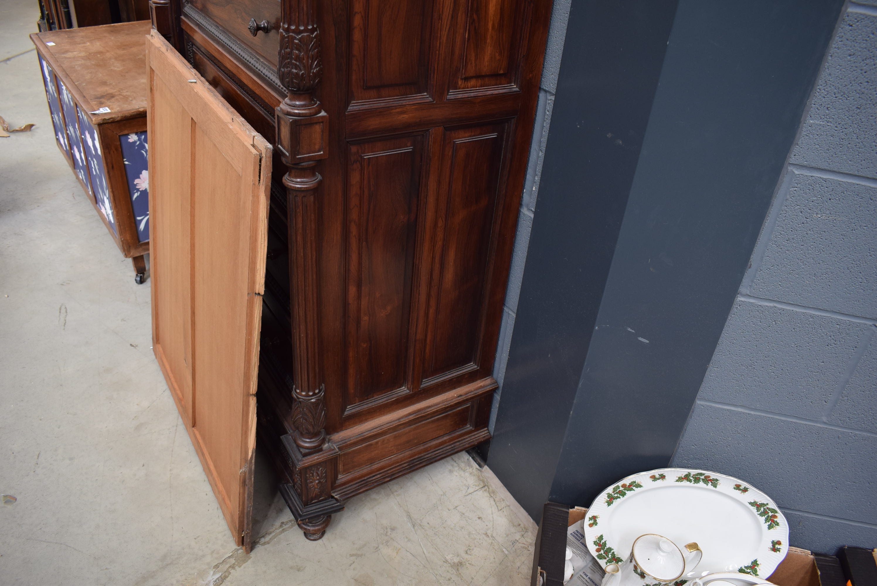 A narrow Continental rosewood cabinet converted from a chest of drawers - Image 7 of 8