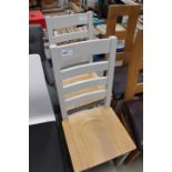 Pair of faux oak and grey painted dining chairs